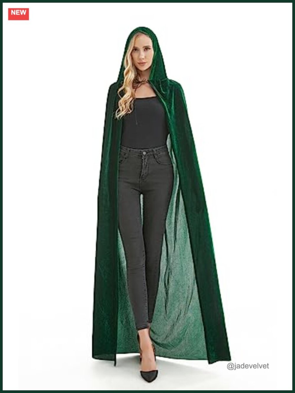 Velvet Hooded Cape Cloak Vampire Costume for Adults Halloween Cosplay Robe